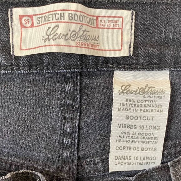 Levis Strauss Signature Jeans Misses 10 Long Bootcut Stretch Denim Black Cotton - Picture 7 of 11
